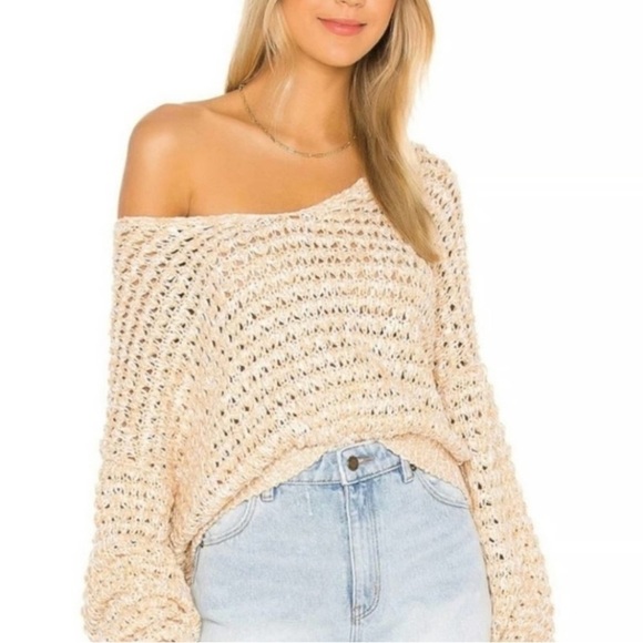 Free People Coconut Loose Weave Oversized Knit Pullover Sweater Sz-Small - Picture 1 of 9